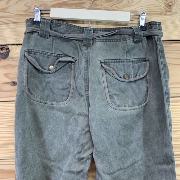 Athleta Cropped Pants 8 Army Green Tencel Lyocell Drawstring Tie Capri B122 - Picture 8 of 10